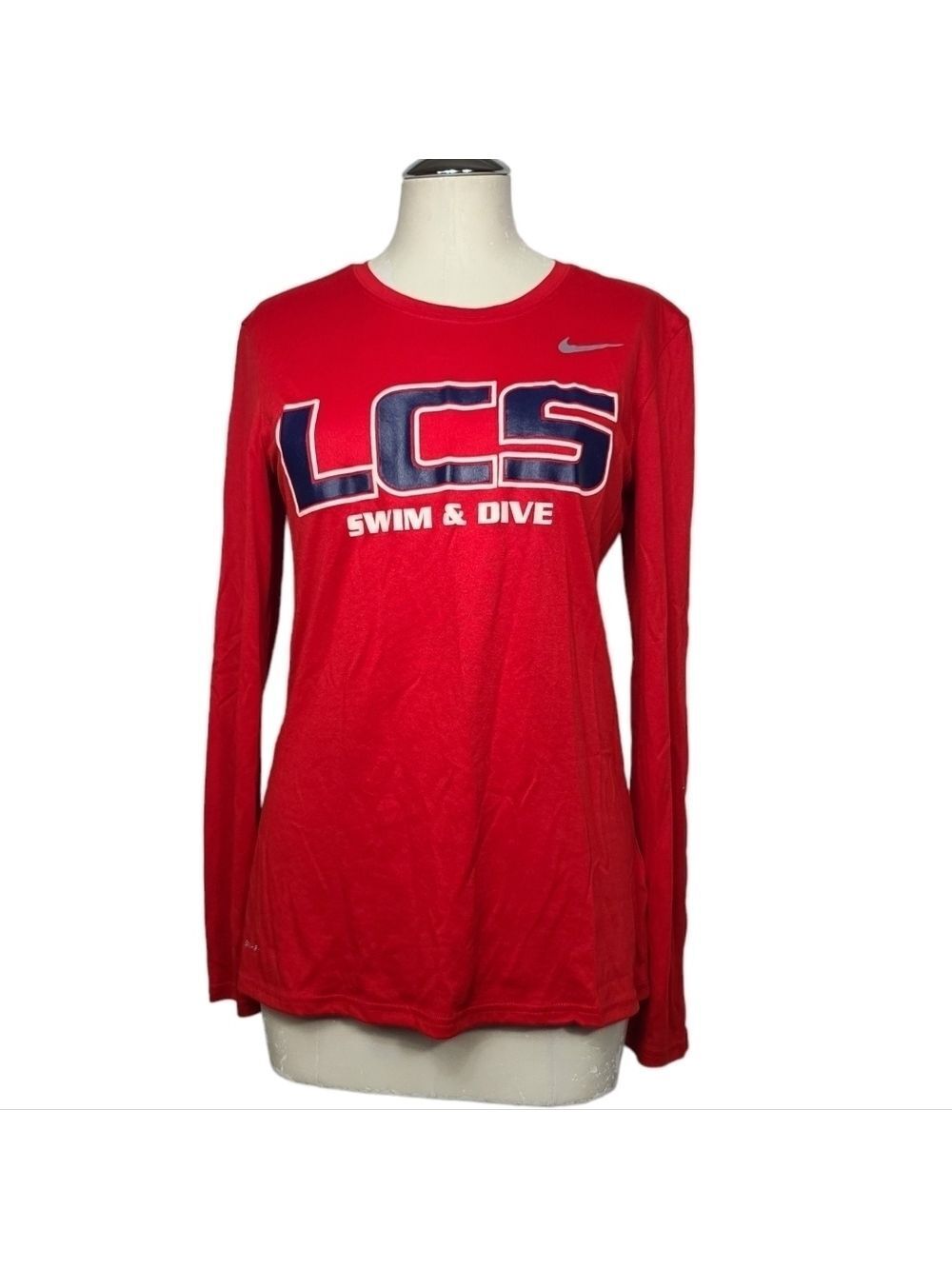Nike Red LCS Swim & Dive Long Sleeve Dri-Fit Shirt M